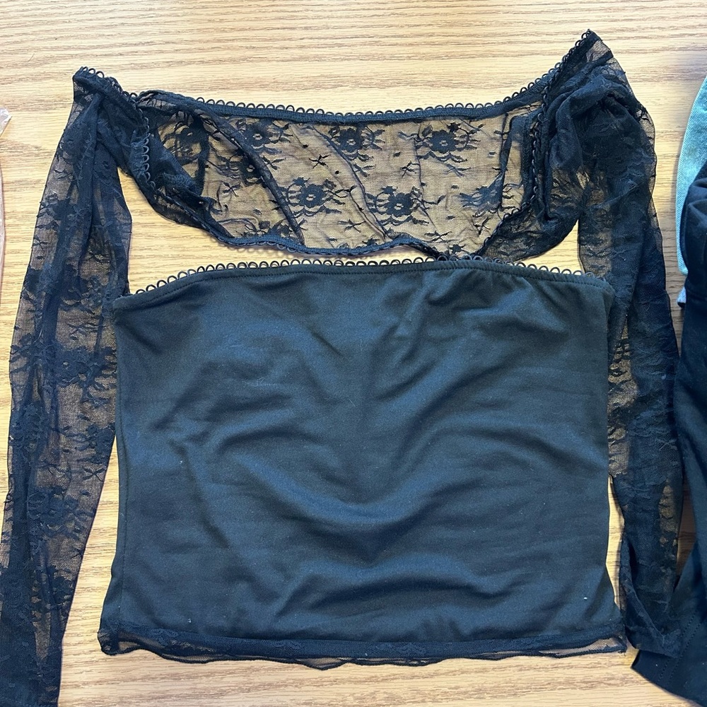 Shein Tube Top and Lace Sleeve Set